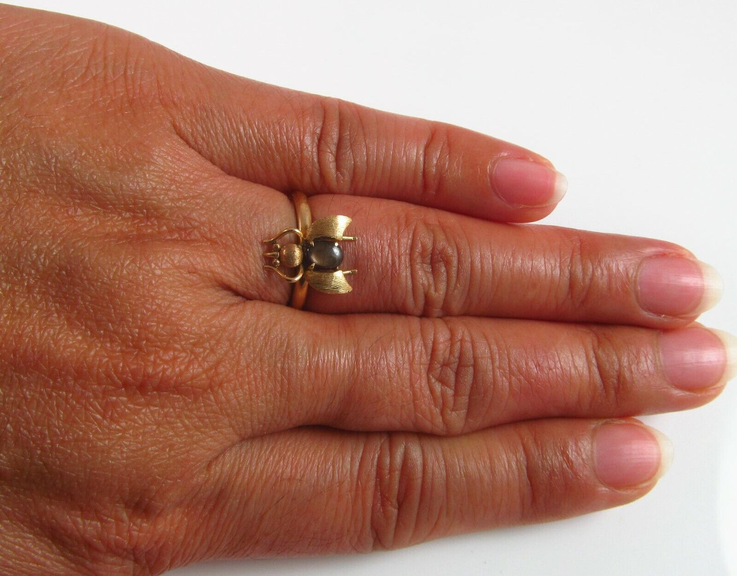 Vintage 14k Gold Tiger's Eye Fly Bee Insect Conversion Ring Size 4.75