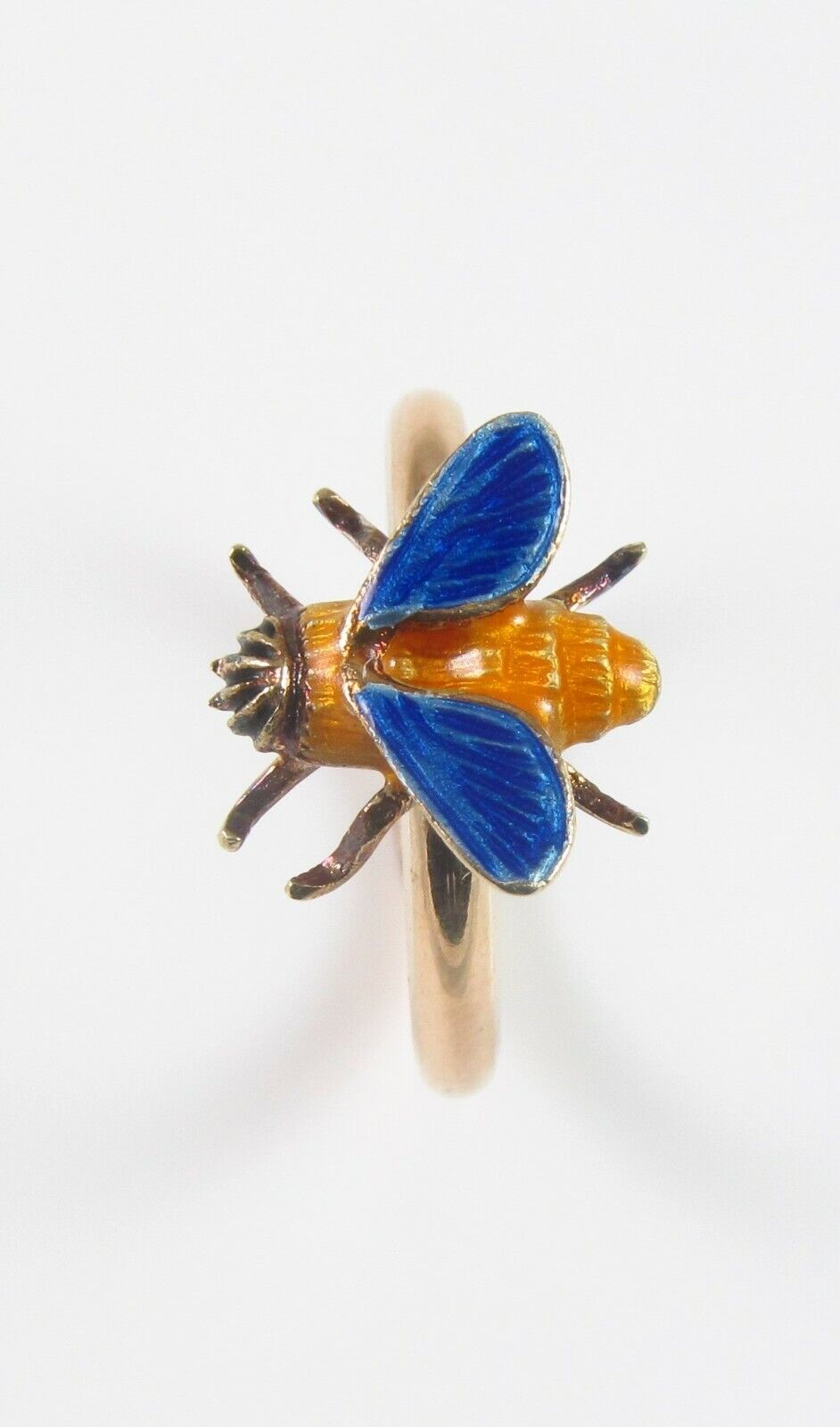 Vintage 14k Gold Enamel Fly Honey Bee Insect Conversion Ring Size 7
