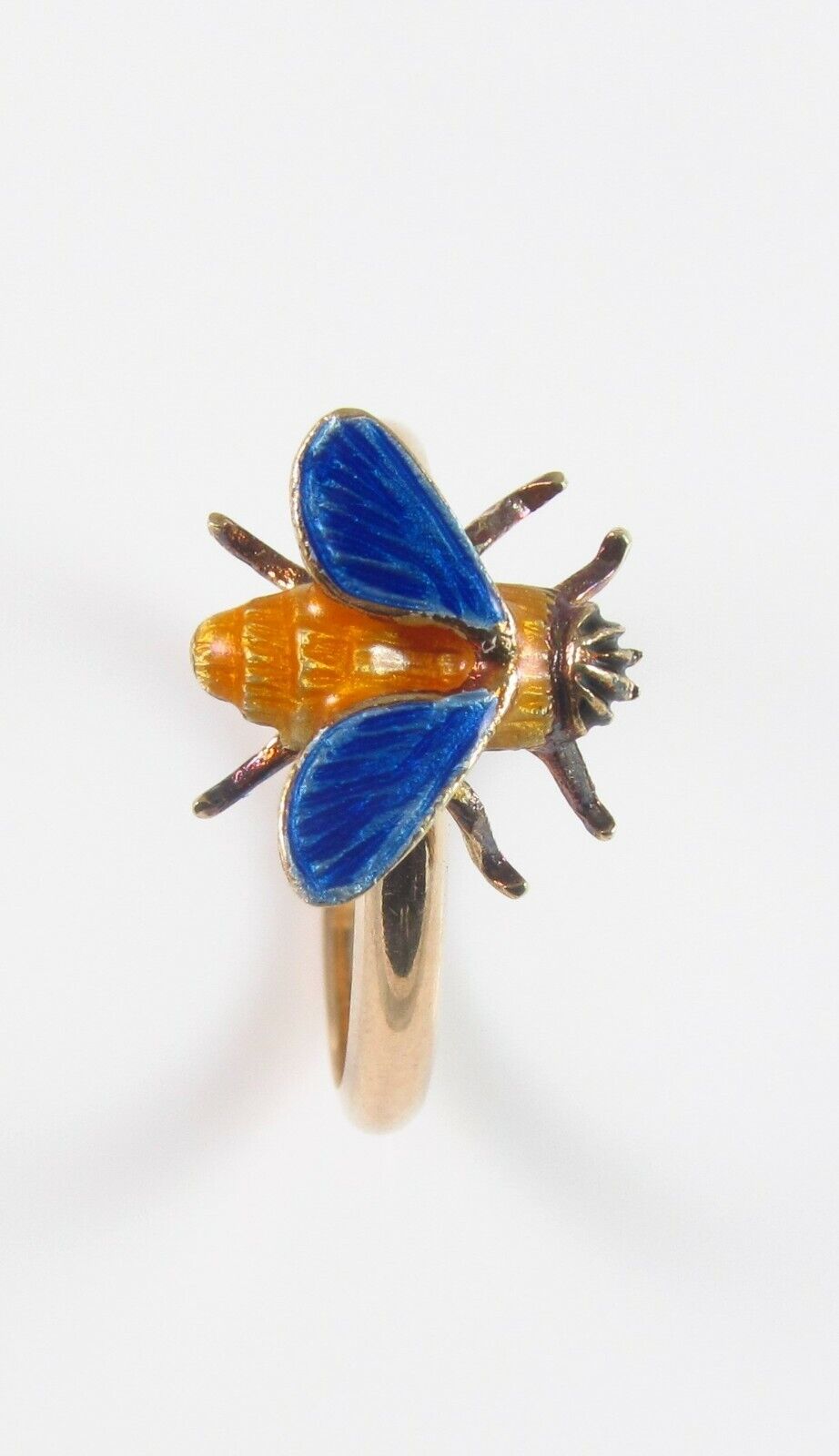 Vintage 14k Gold Enamel Fly Honey Bee Insect Conversion Ring Size 7