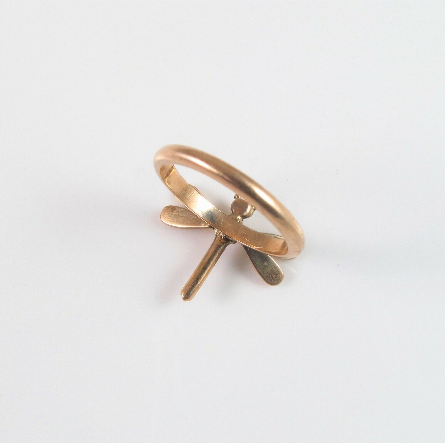 Antique 14k Gold Victorian Edwardian Dragonfly Pearl Conversion Ring Size 5