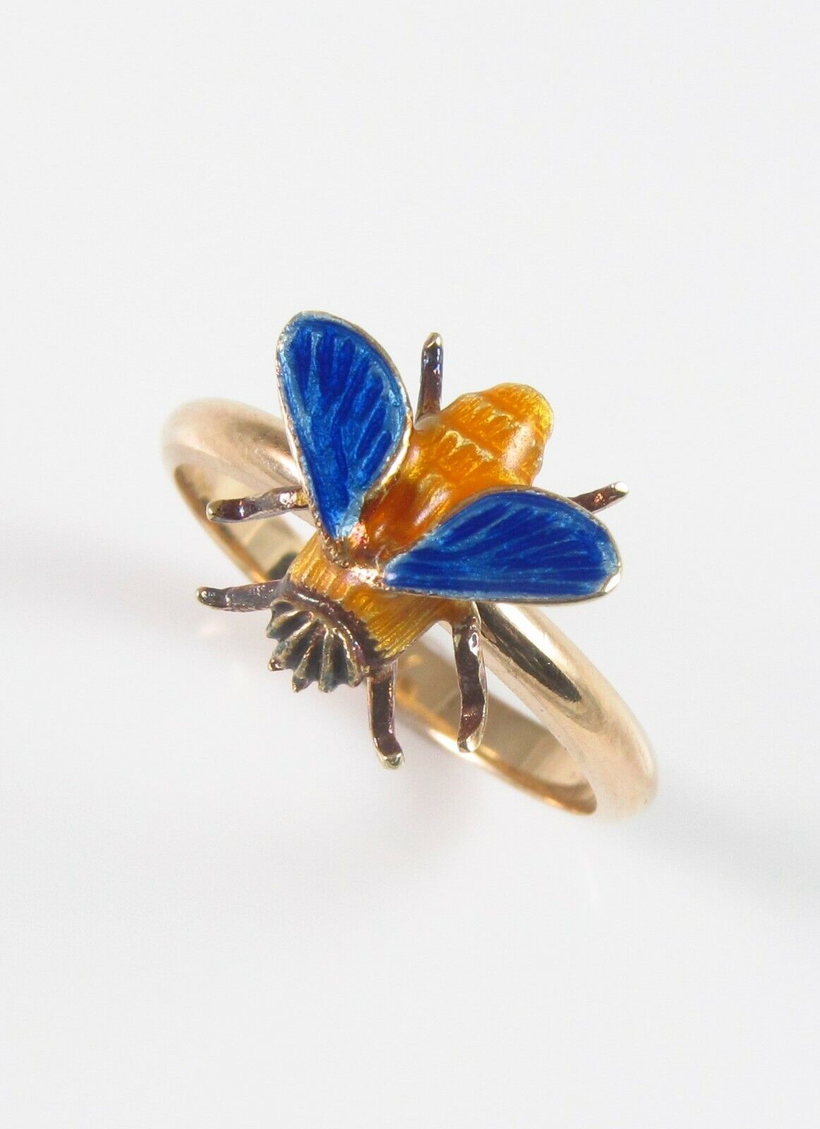 Vintage 14k Gold Enamel Fly Honey Bee Insect Conversion Ring Size 7