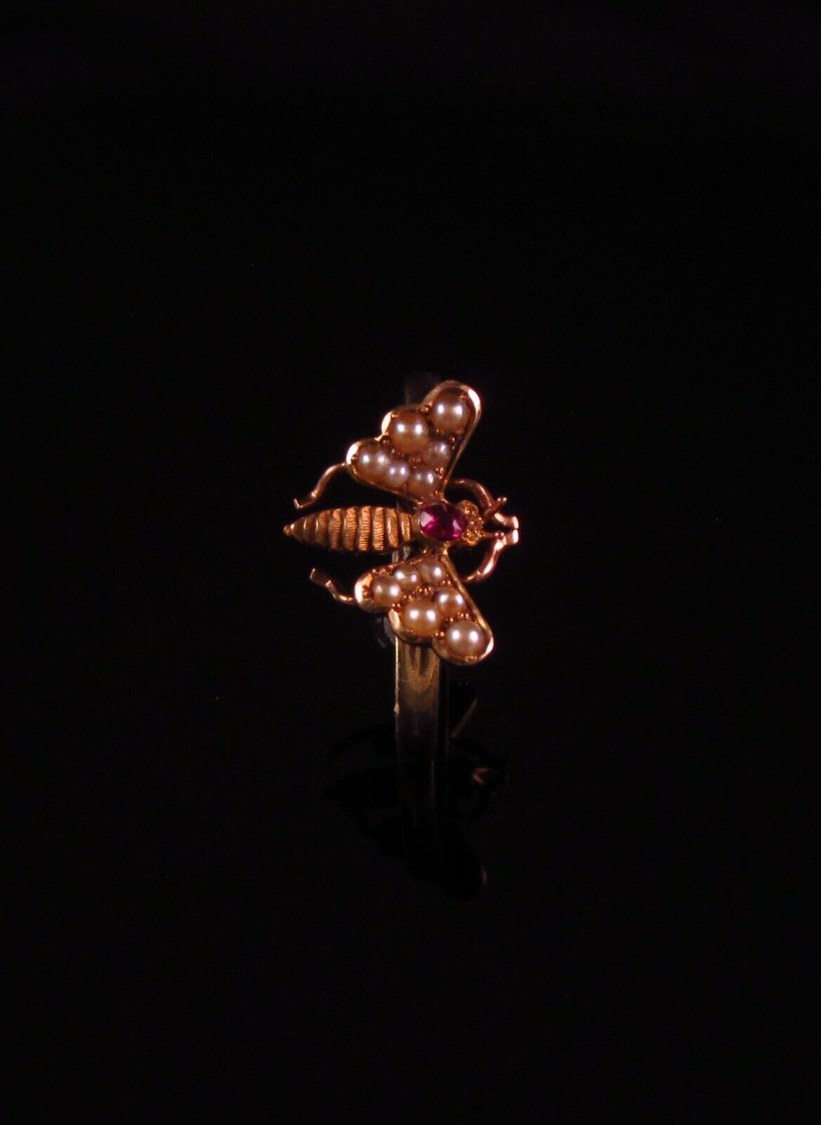 Antique 14k Gold Victorian Garnet Butterfly Pearl Conversion Ring Size 7.25