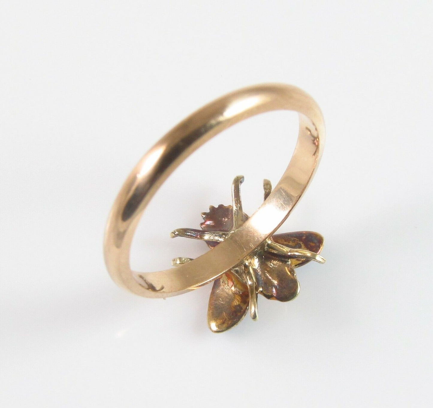 Vintage 14k Gold Enamel Fly Honey Bee Insect Conversion Ring Size 7