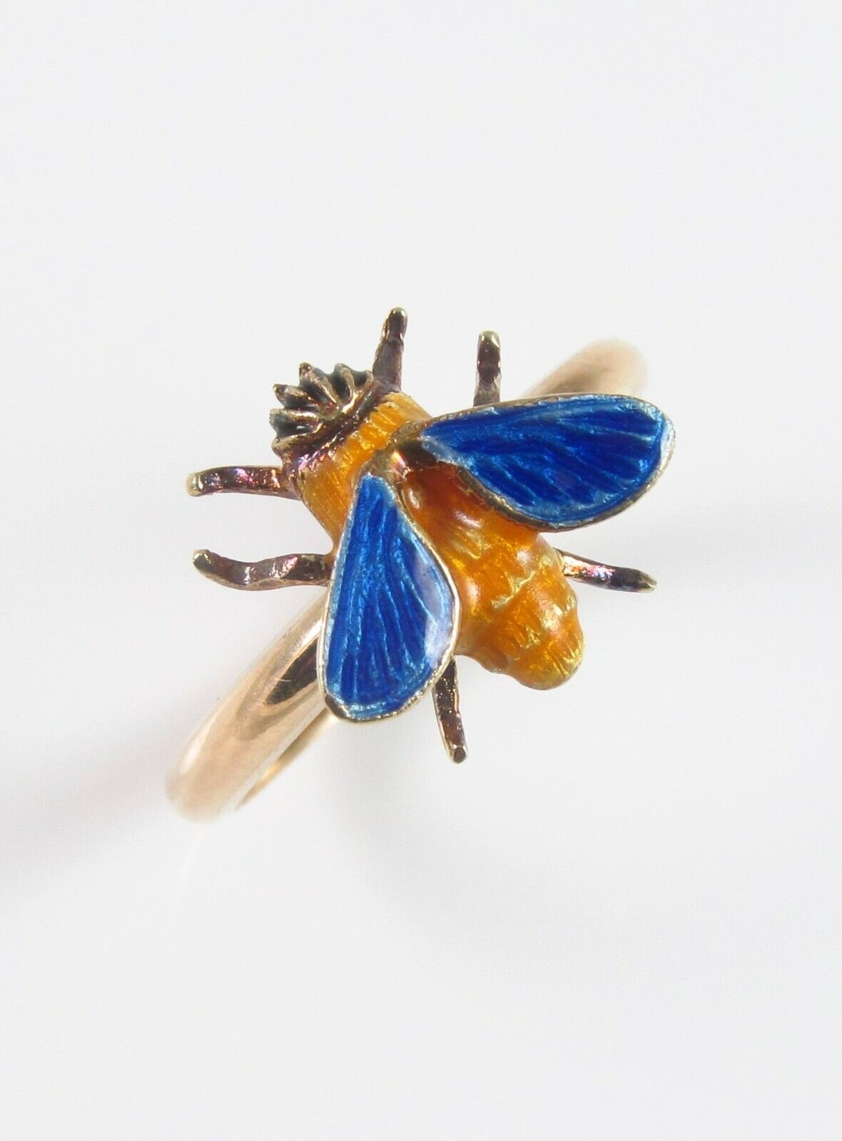 Vintage 14k Gold Enamel Fly Honey Bee Insect Conversion Ring Size 7