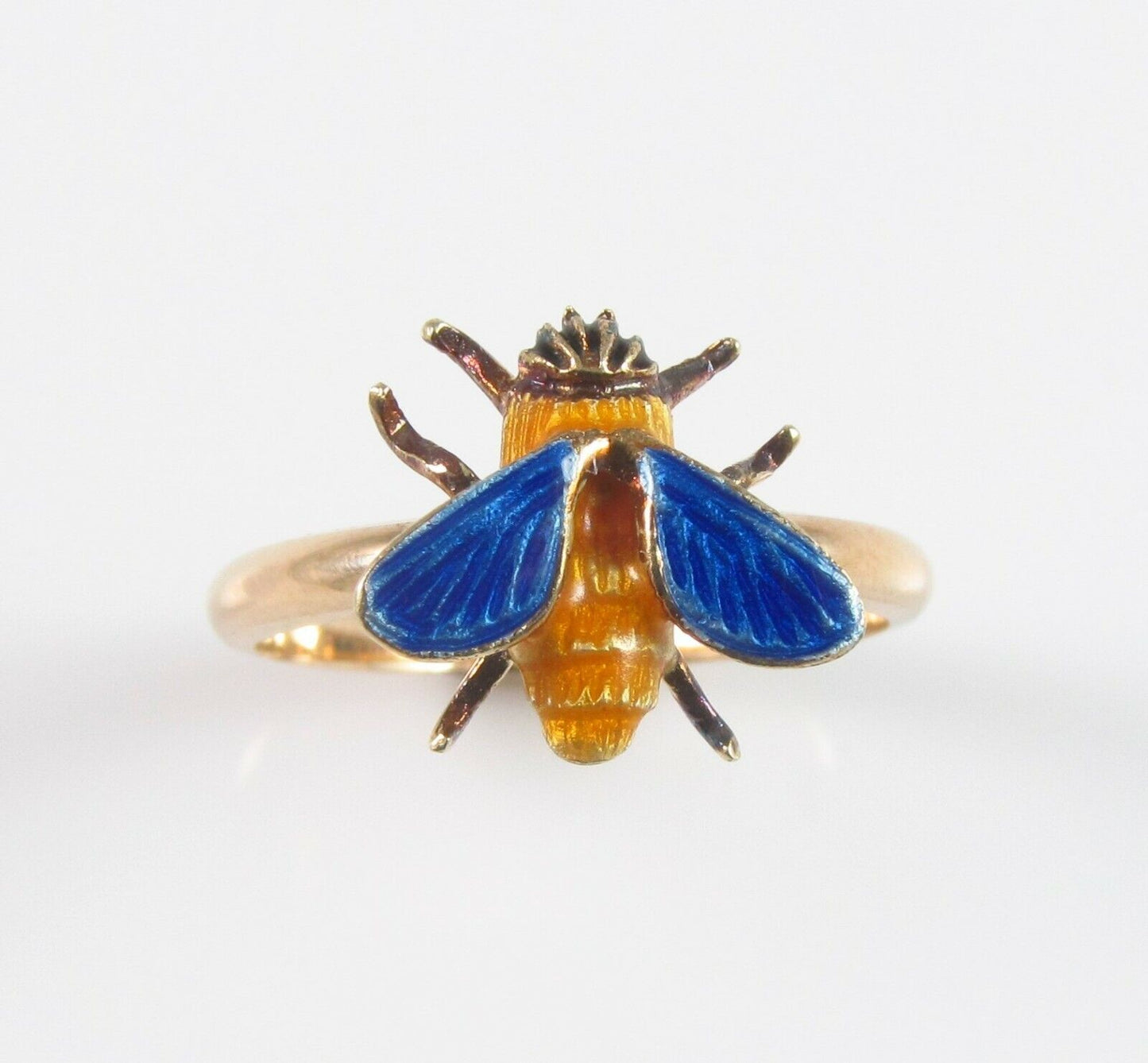 Vintage 14k Gold Enamel Fly Honey Bee Insect Conversion Ring Size 7