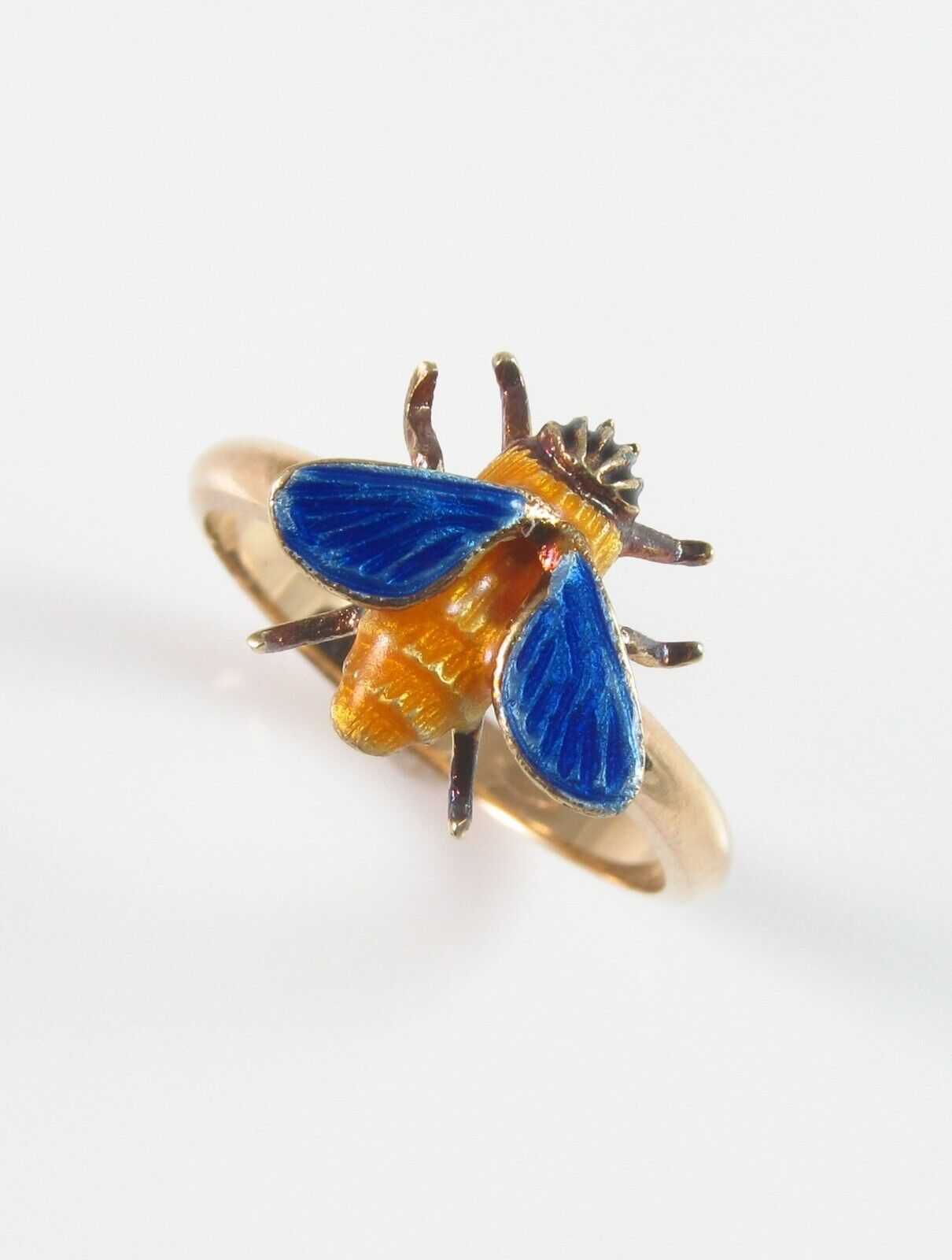 Vintage 14k Gold Enamel Fly Honey Bee Insect Conversion Ring Size 7