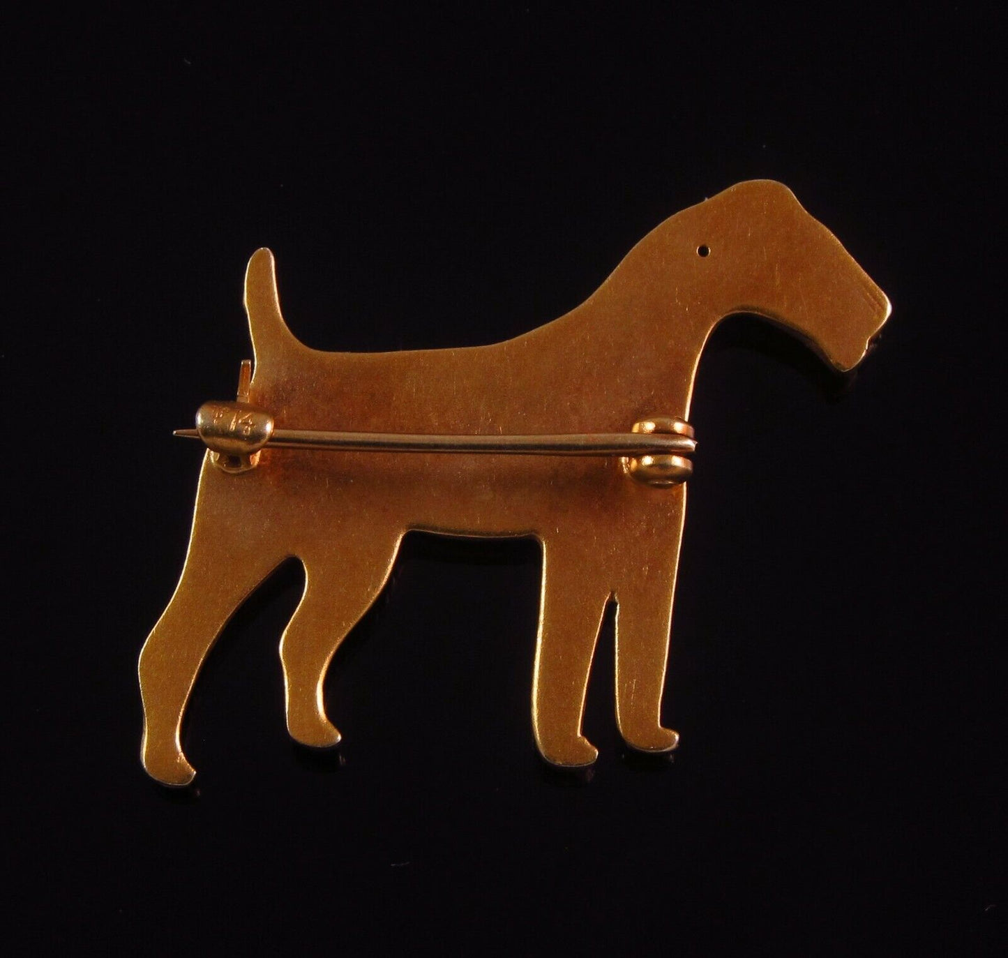 Vintage 14K Gold Enamel Sloan & Co. Irish Terrier Dog Brooch Pin With Ruby Eye