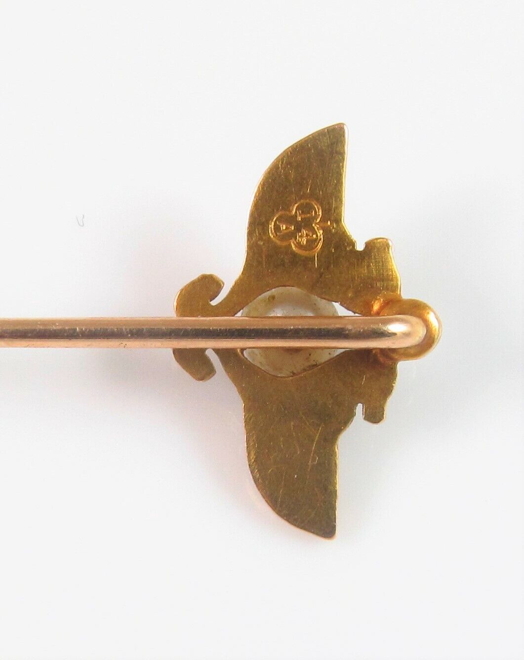 Antique 14k Gold Alling & Co. Enamel Egyptian Revival Pearl Serpents Stick Pin