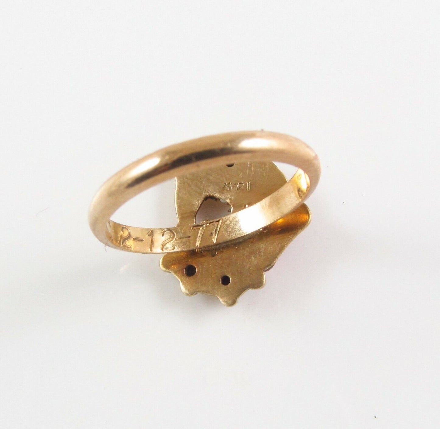 Antique 14k Gold Art Nouveau Enamel & Diamond Bavarian Bar Maid Ring Size 5.25