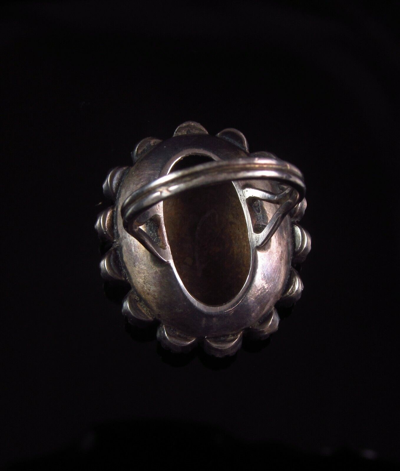 Antique Victorian Silver Bohemian Garnet & Porcelain Child Portrait Ring Size 6
