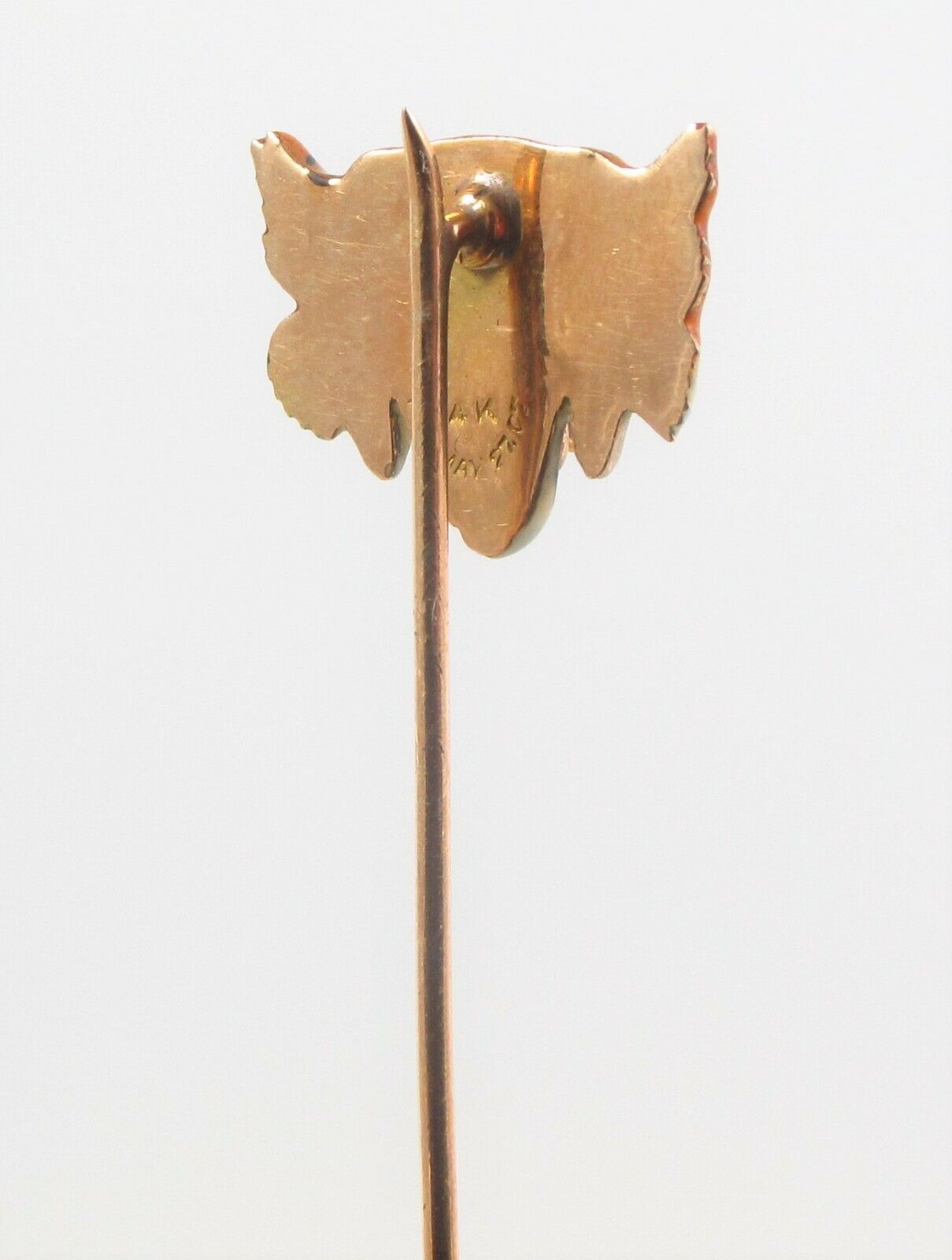 Antique 14k Gold Art Nouveau Diamond and Enamel Tiger Cat Stick Pin