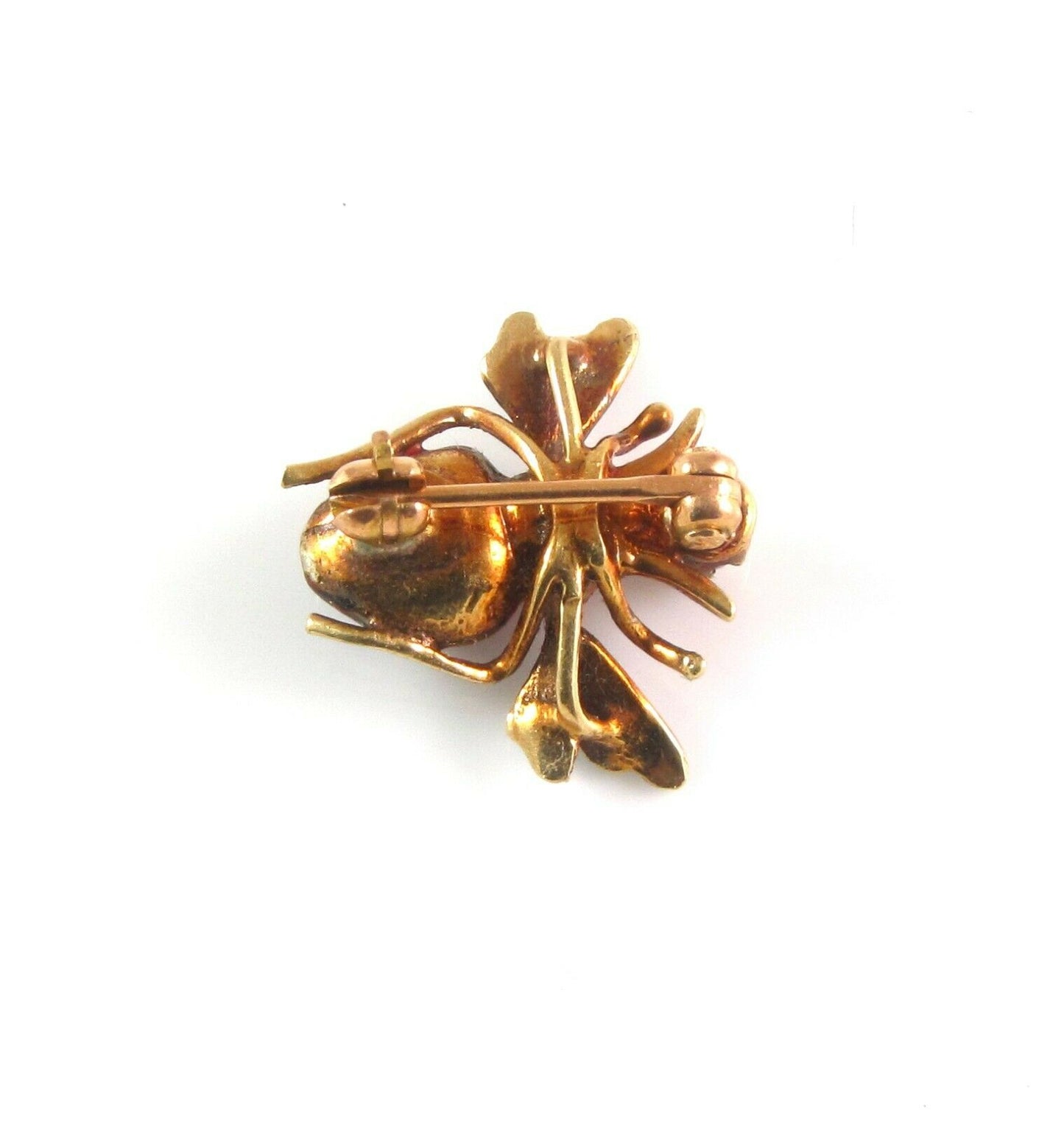 Vintage Estate14k Gold Polychrome Enamel & Diamond Bug Insect Bee Brooch Pin