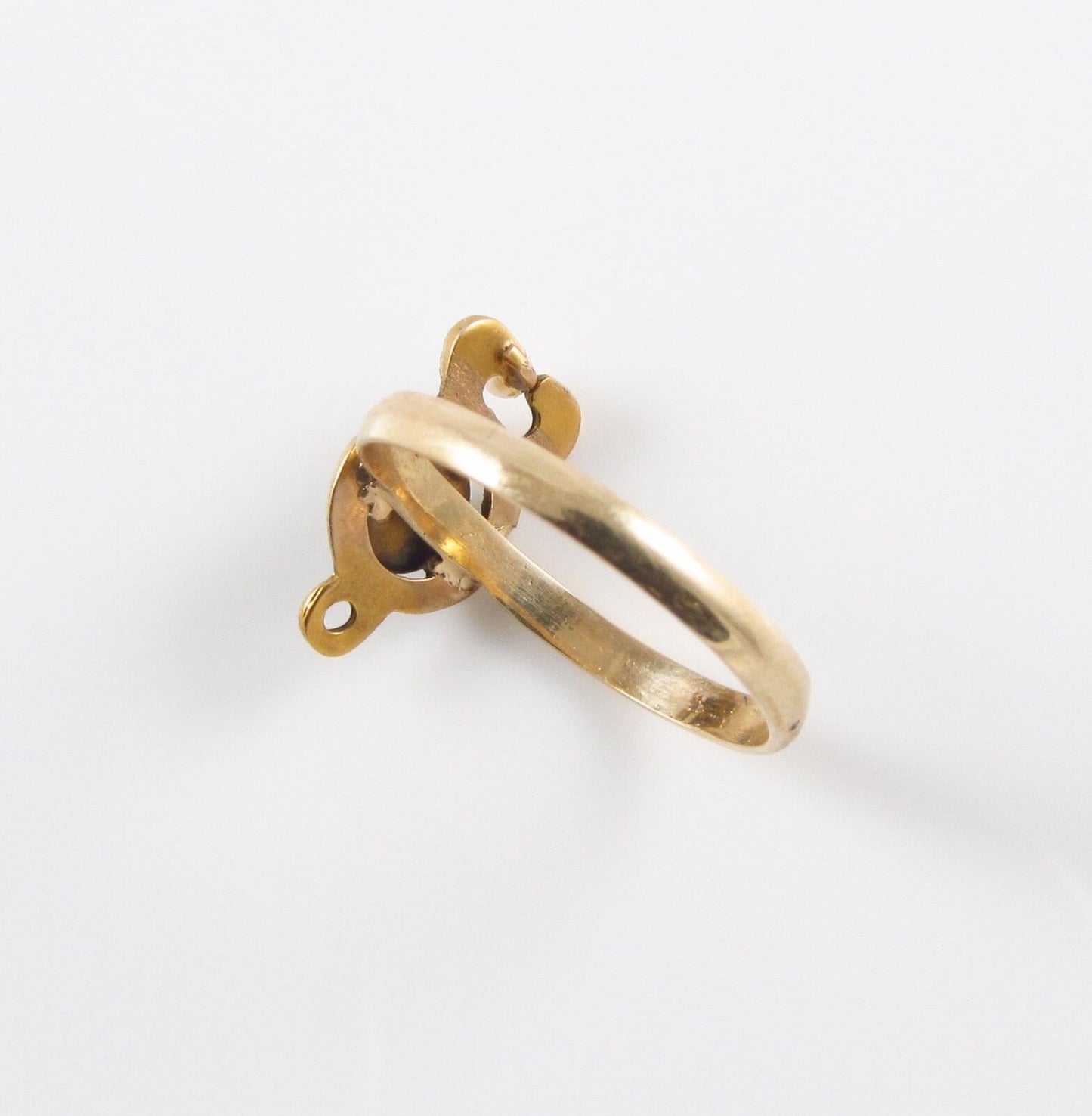 10k Gold Victorian Art Nouveau Twisted Serpents Pearl & Turquoise Ring Size 4.5