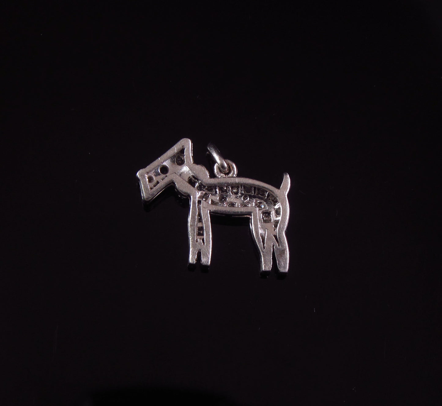 Antique Art Deco Platinum White Diamond Dog Charm