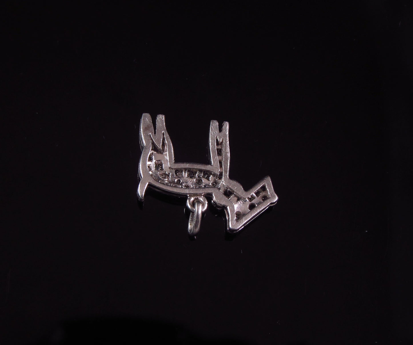 Antique Art Deco Platinum White Diamond Dog Charm