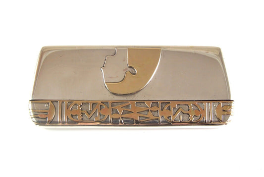 Antique 10K Gold & Silver Art Deco Faux Tortoise Egyptian Revival Pocket Comb