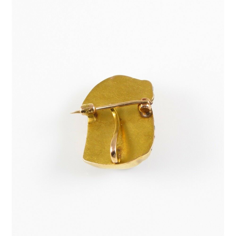 14K Gold Art Nouveau Enamel Gemstone Arab Sheik Brooch Watch Pin