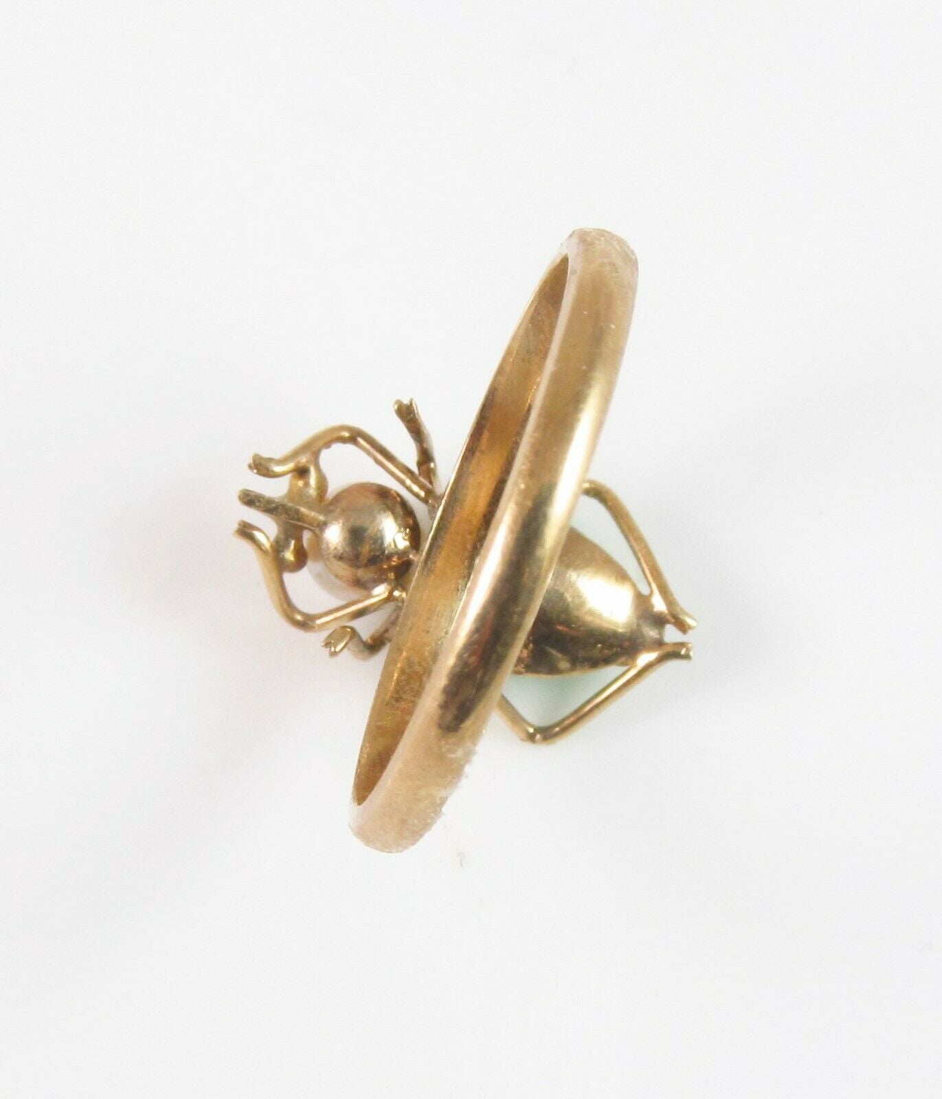 14k Gold Vintage Jade Jadeite & Pearl Spider Insect Conversion Ring Size 6.5
