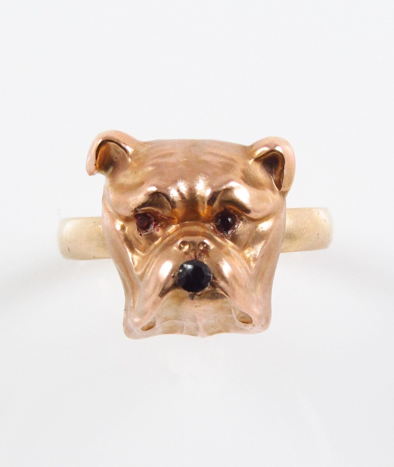Antique 14k gold Art Nouveau ruby sapphire bulldog conversion ring