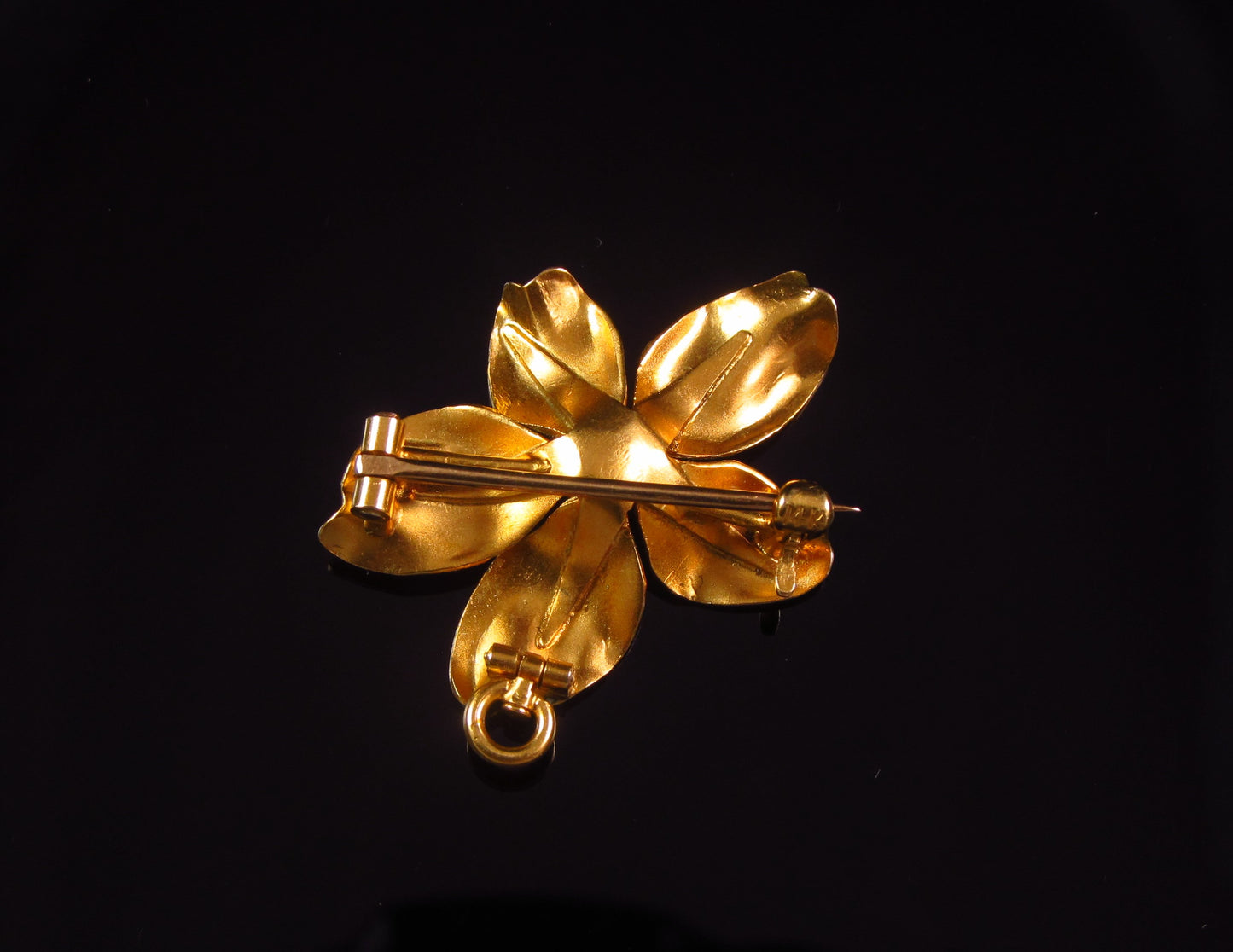 Antique Ladies 14K Gold Art Nouveau Enamel & Pearl Violet Flower Brooch Pendant