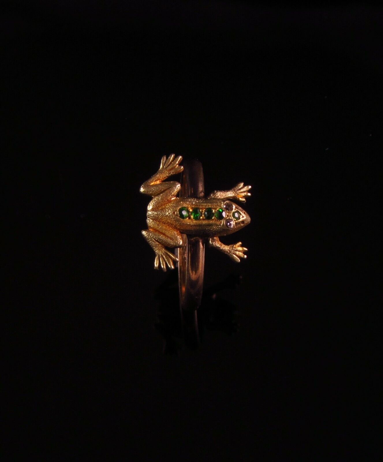 Antique 18k Gold Victorian Emerald & Diamond Frog Conversion Ring Size 4.75