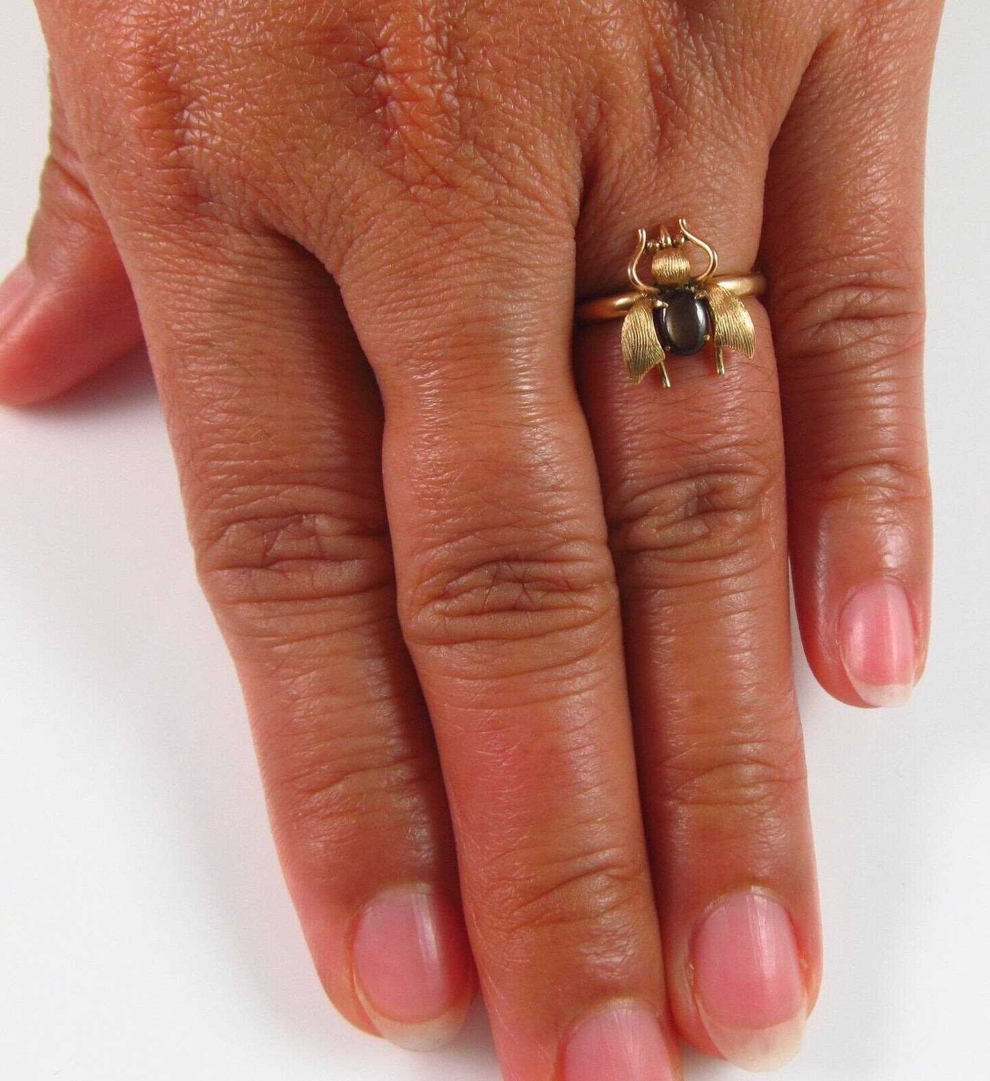 Vintage 14k Gold Tiger's Eye Fly Bee Insect Conversion Ring Size 4.75