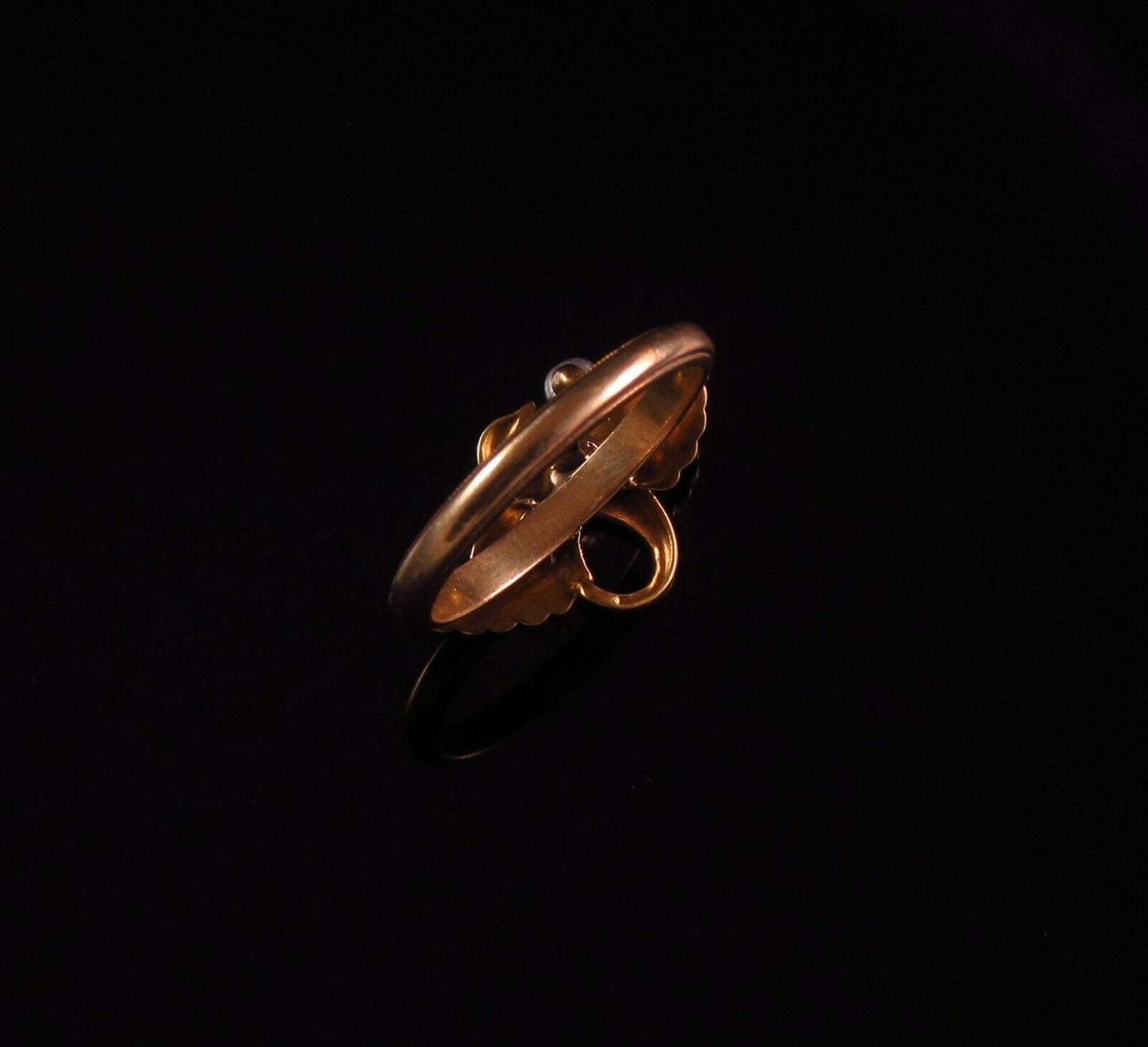 Antique 14k Gold Art Nouveau Winged Serpent Dragon Pearl Conversion Ring Size 6