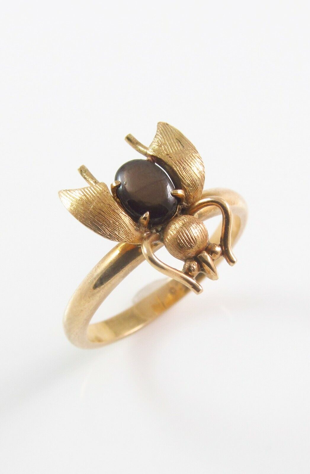 Vintage 14k Gold Tiger's Eye Fly Bee Insect Conversion Ring Size 4.75
