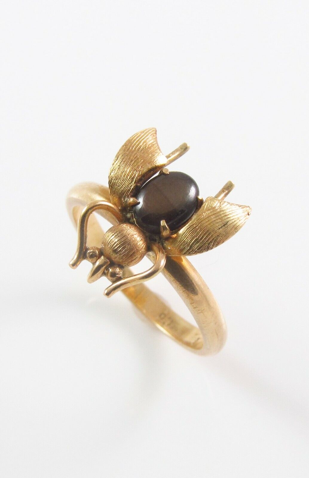 Vintage 14k Gold Tiger's Eye Fly Bee Insect Conversion Ring Size 4.75