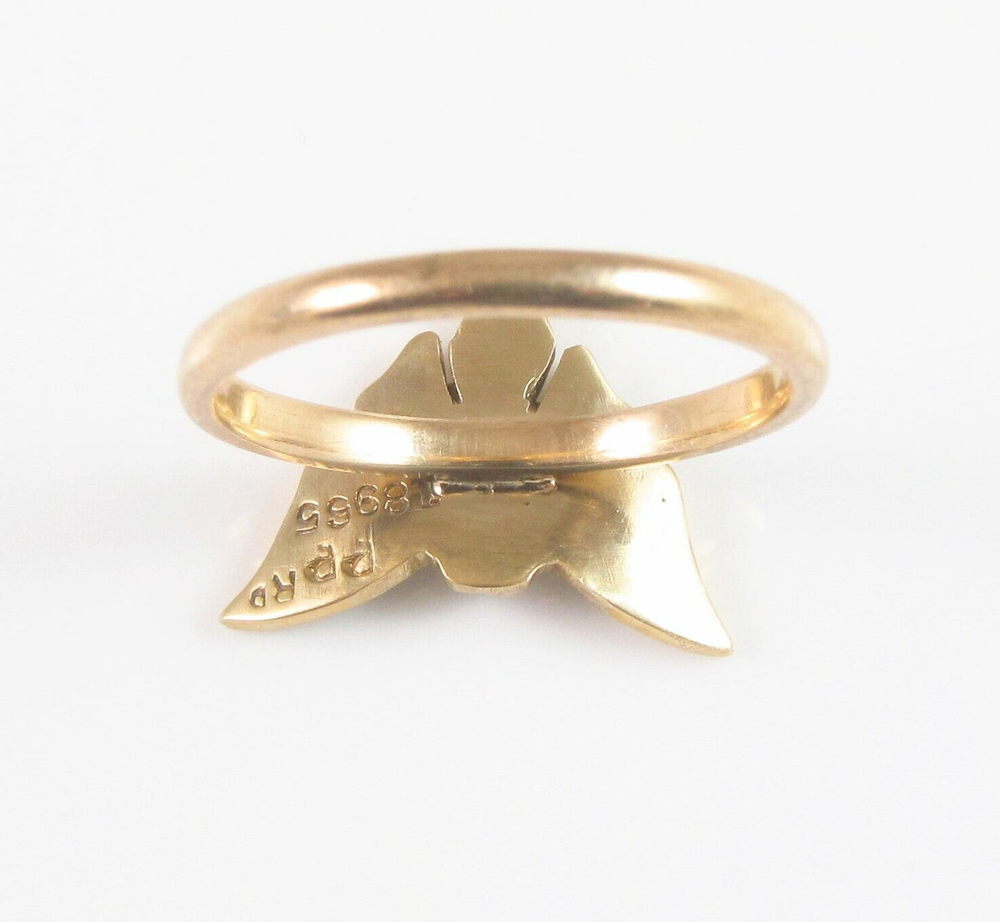 Antique 14k Gold Victorian Ruby Eyed Butterfly Pearl Conversion Ring Size 6.25