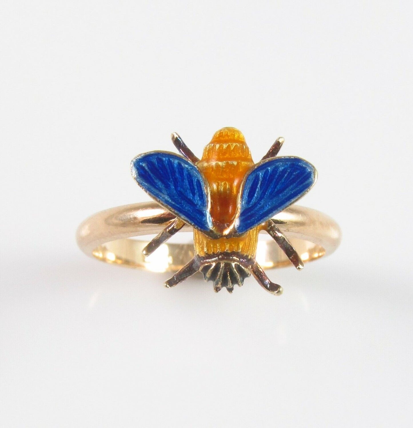 Vintage 14k Gold Enamel Fly Honey Bee Insect Conversion Ring Size 7