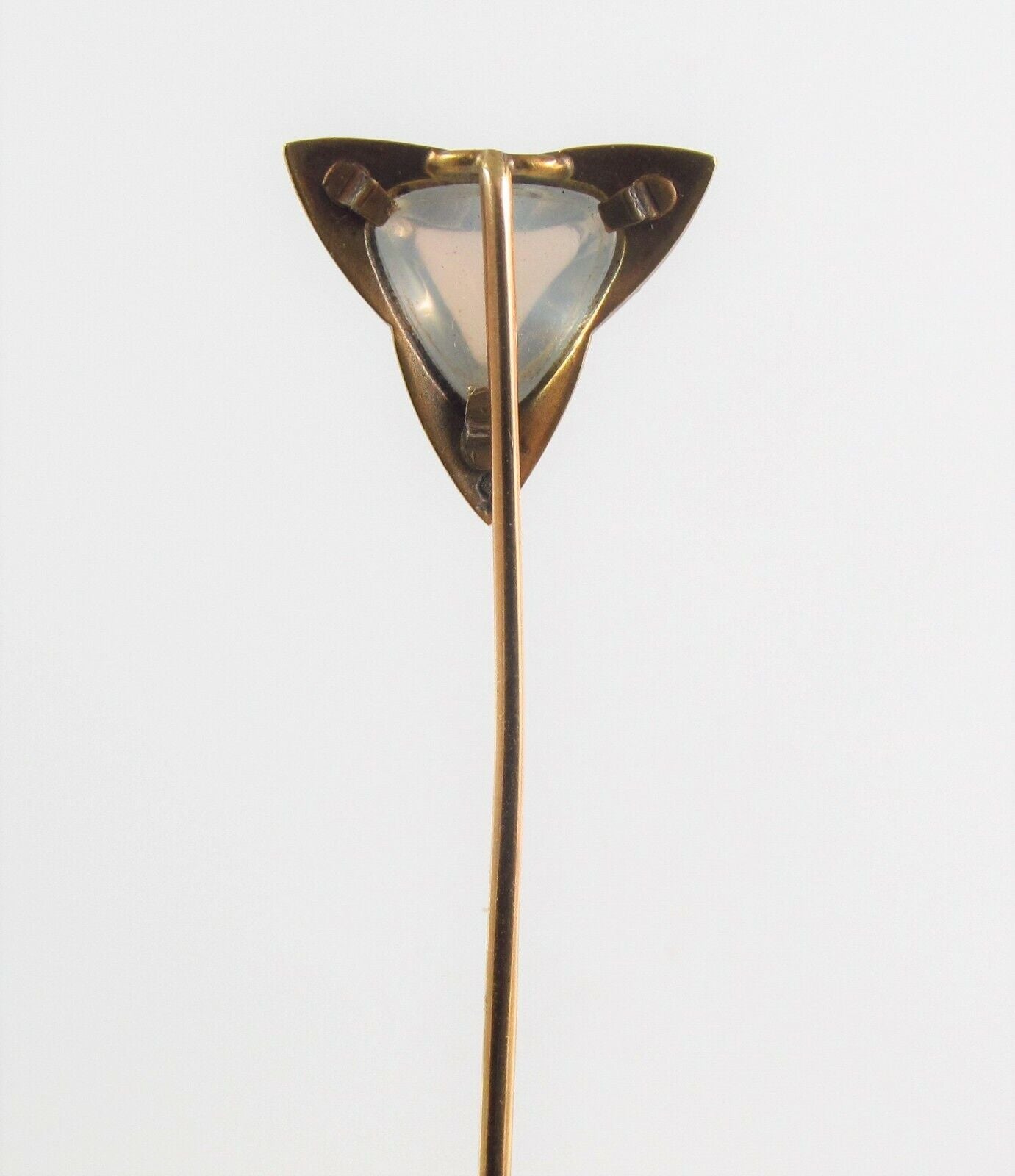Antique 14k Gold Whiteside & Blank Guilloche Enamel Moonstone Stick Pin