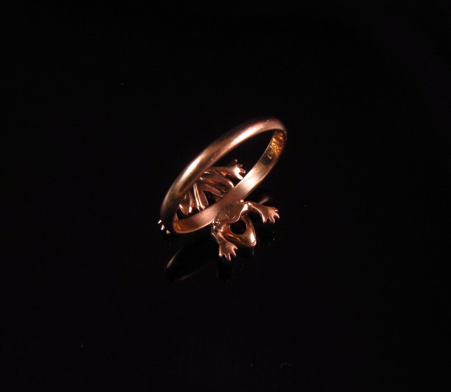 Antique 18k Gold Victorian Emerald & Diamond Frog Conversion Ring Size 4.75