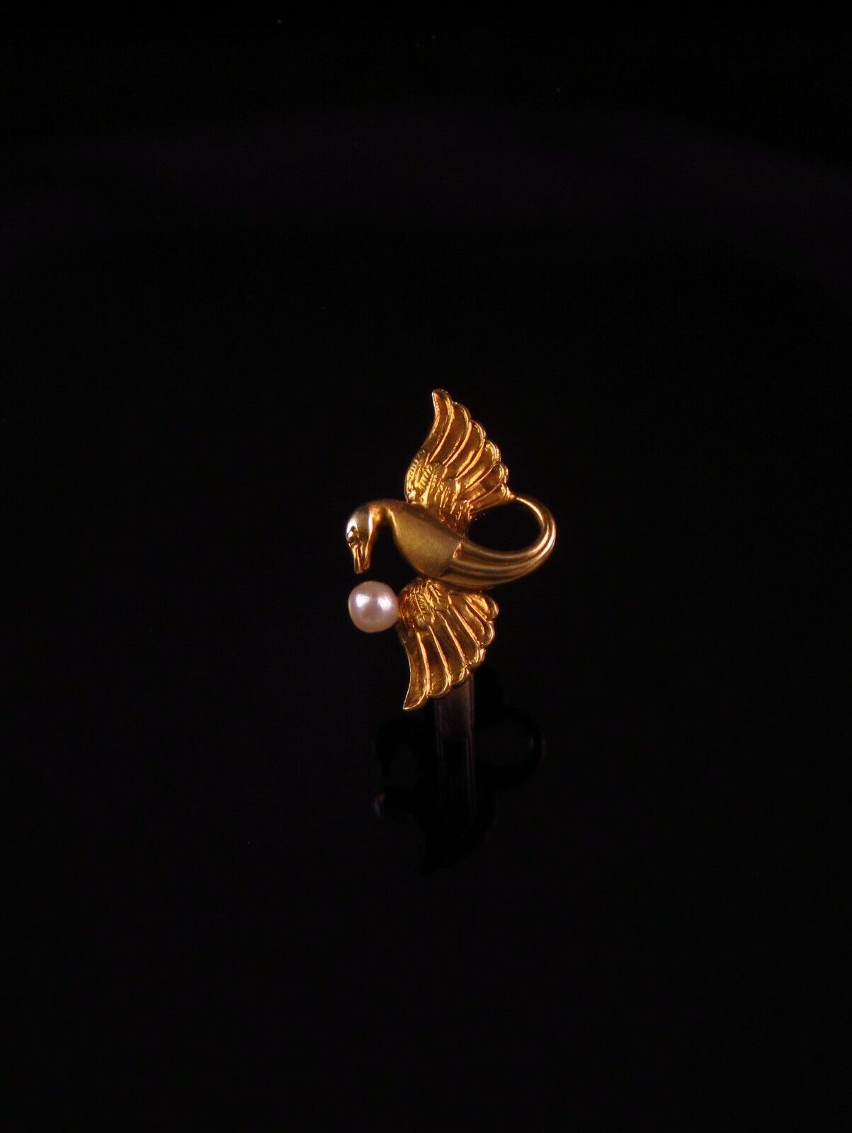 Antique 14k Gold Art Nouveau Winged Serpent Dragon Pearl Conversion Ring Size 6